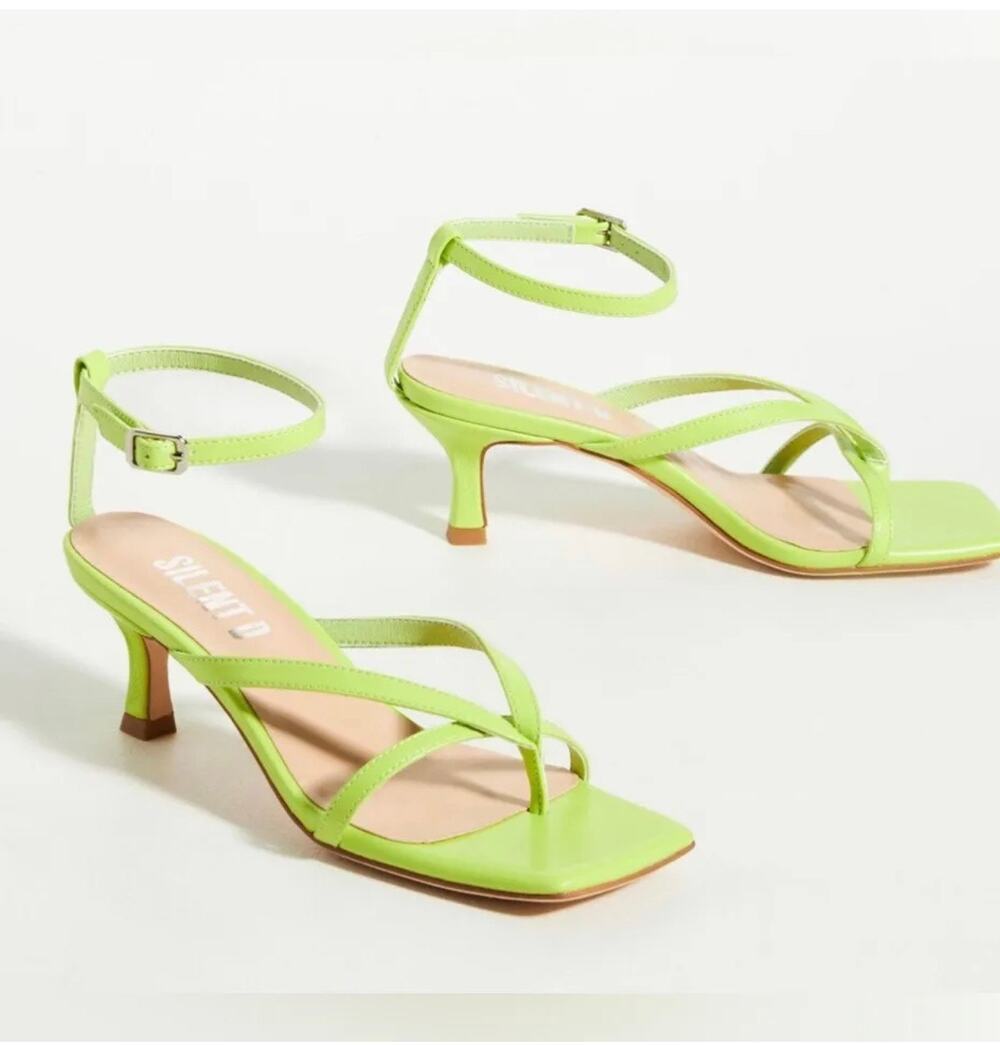 Anthropologie Silent D Jolie Heel Strappy Neon Green EU 39/ US 8/8.5